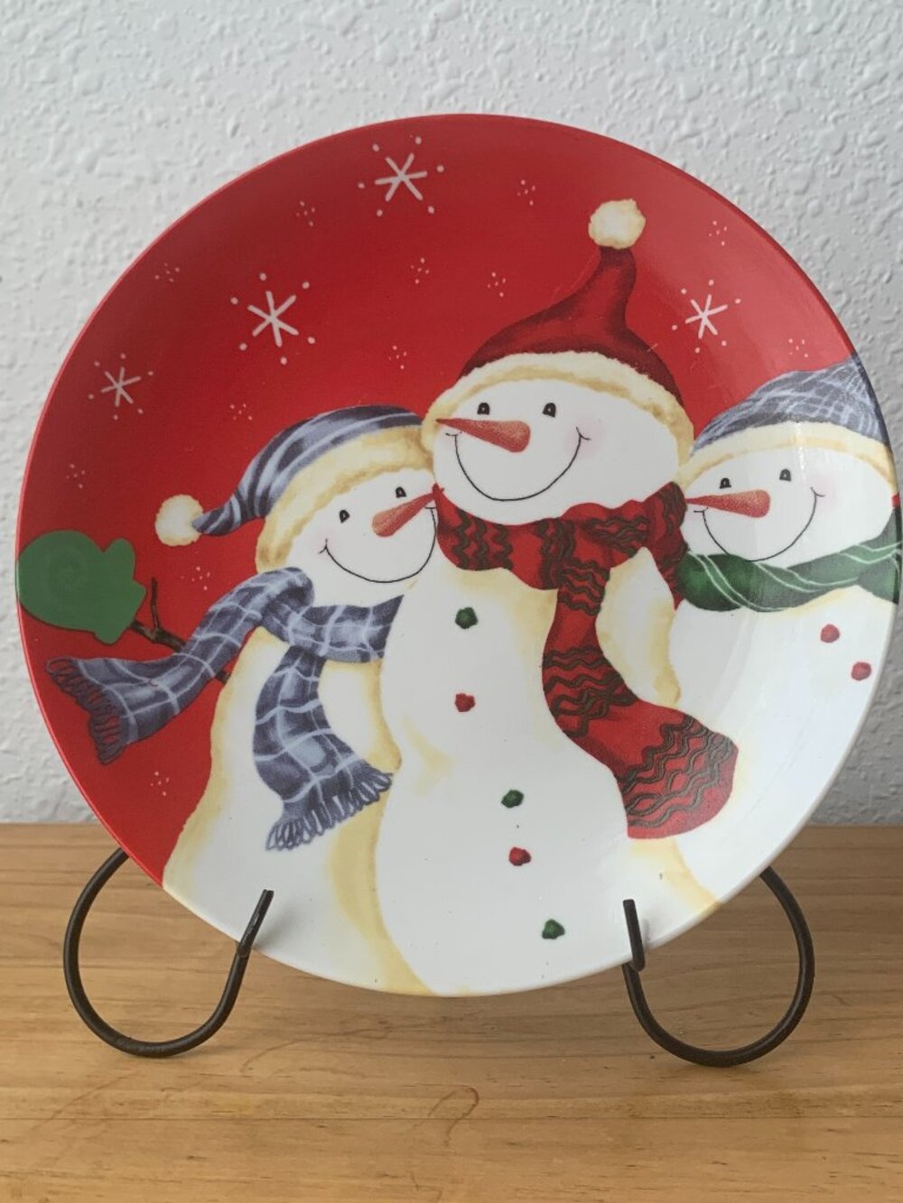 Christmas Cute Snowmen Family Decorative Plate 8.5" Holiday Decor